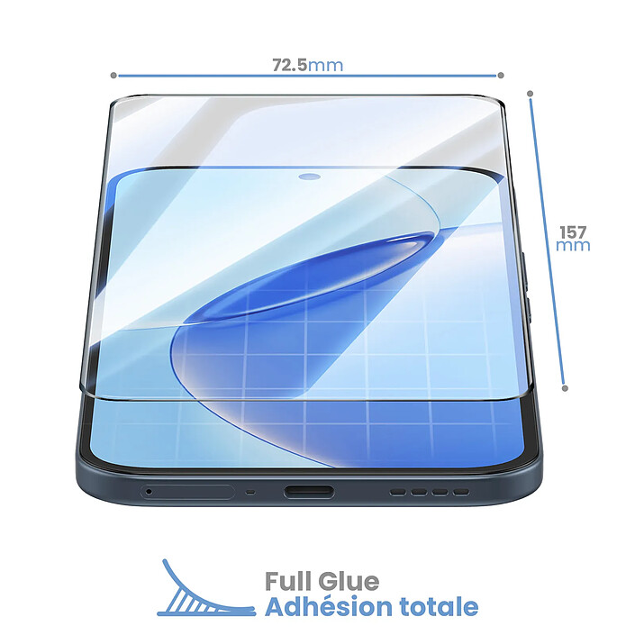 Avizar Protection d'Écran pour Realme 16 Pro en Verre Trempé Full Glue avec Bords 5D pas cher