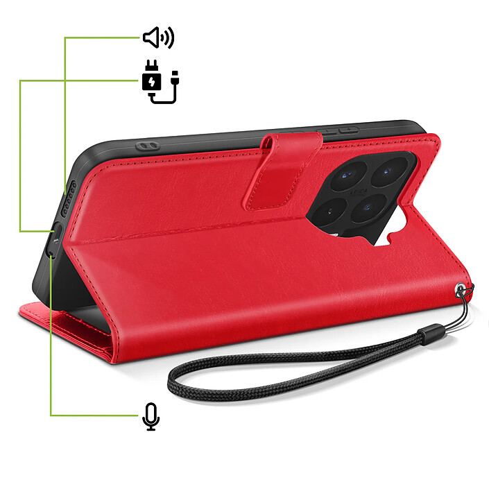 Acheter Mayaxess Étui Portefeuille pour Xiaomi 17T avec Dragonne et Fonction Support Rouge
