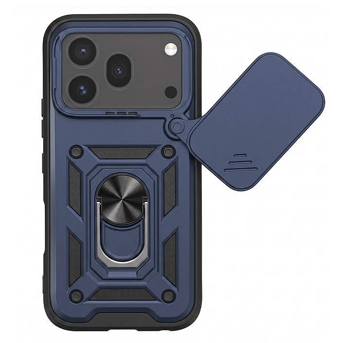 Mayaxess Coque pour Honor 600 Pro avec Cache Caméra Coulissante et Bague Magnétique Bleu nuit