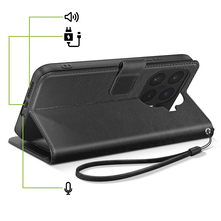 Acheter Mayaxess Étui Portefeuille pour Xiaomi 17T avec Dragonne et Fonction Support Noir