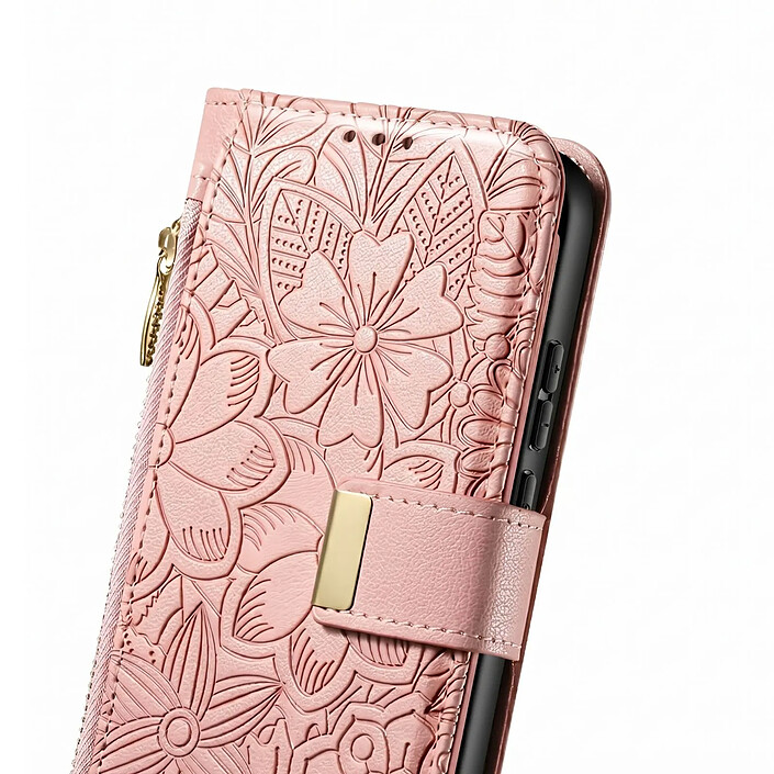 Acheter Avizar Étui Portefeuille pour Galaxy A56 Motif Floral avec Poche Zippée Intégrée