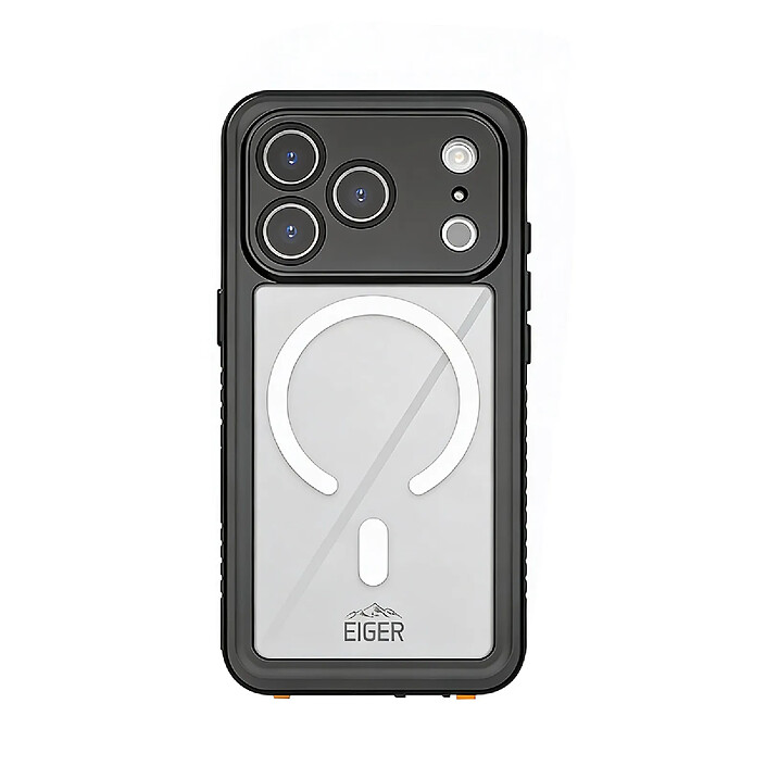 Avis Eiger Coque MagSafe Intégrale 360° pour iPhone 17 Pro Max Étanche IP68 Drop-Test 2m Noir / Transparent