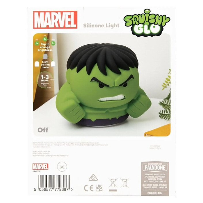 Marvel Universe - Lampe SquishyGlo Hulk Rechargeable 15 cm pas cher