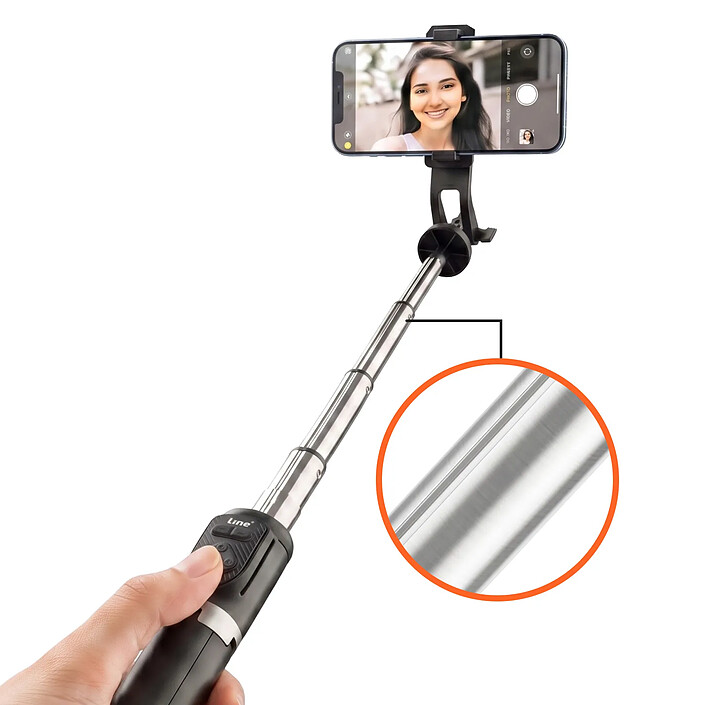 Acheter LinQ Trépied Perche Selfie Quadripode 2,20m avec Télécommande Bluetooth Noir