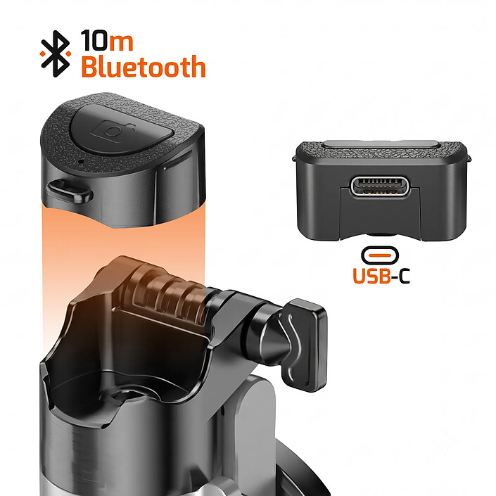 LinQ Perche Selfie MagSafe et Quadripode Ultra-Compact avec Télécommande Noir pas cher