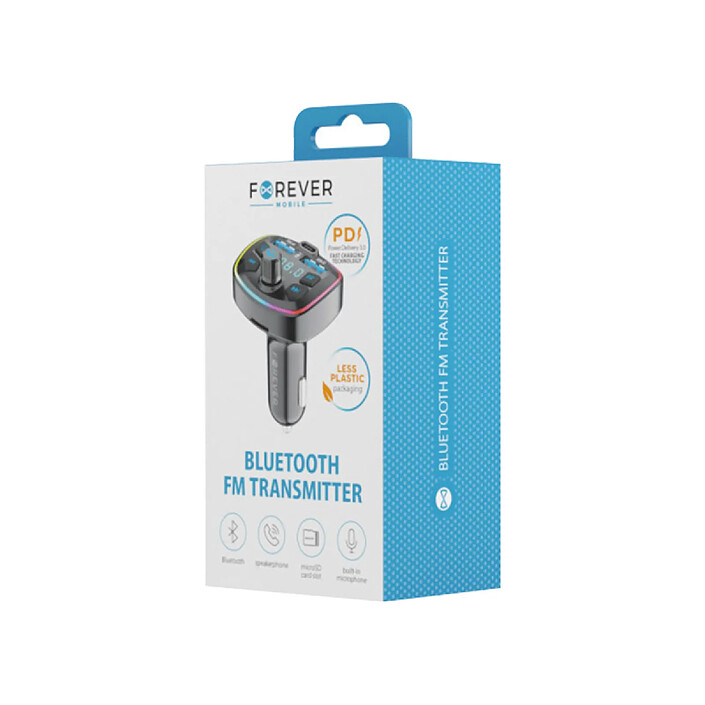 Forever Chargeur Voiture USB-C / 2 USB-A 20W avec Transmetteur FM Bluetooth et Micro-SD Noir pas cher