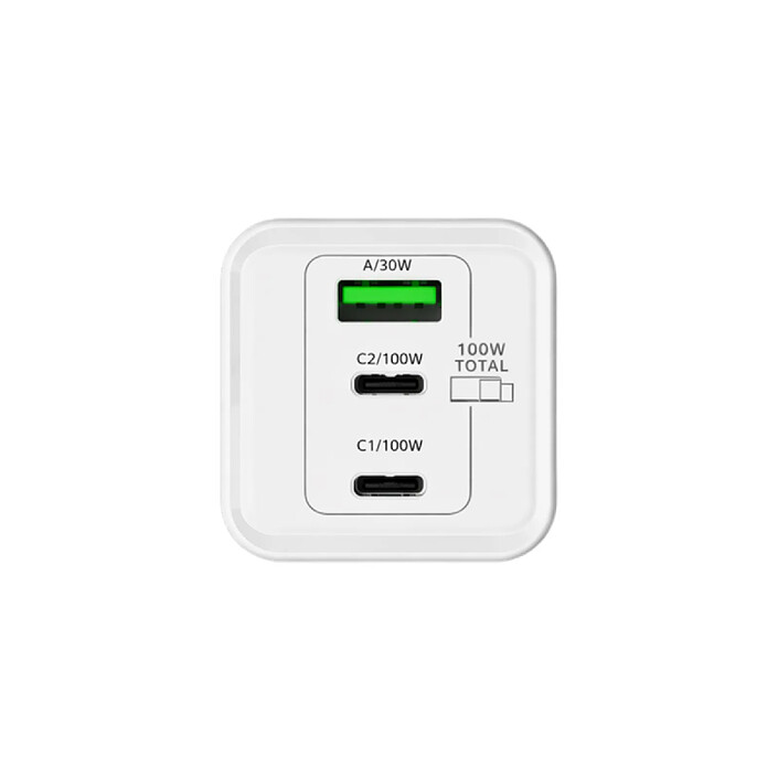 Avis Jaym Chargeur Secteur GaN 5A 100W Max avec 2 USB-C et USB-A Compatible PD-PPS Blanc