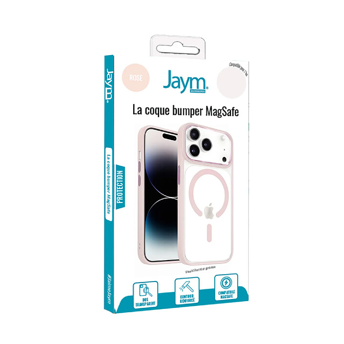 Jaym Coque Bumper pour iPhone 17 Pro Compatible MagSafe avec Contour Renforcé Rose pas cher