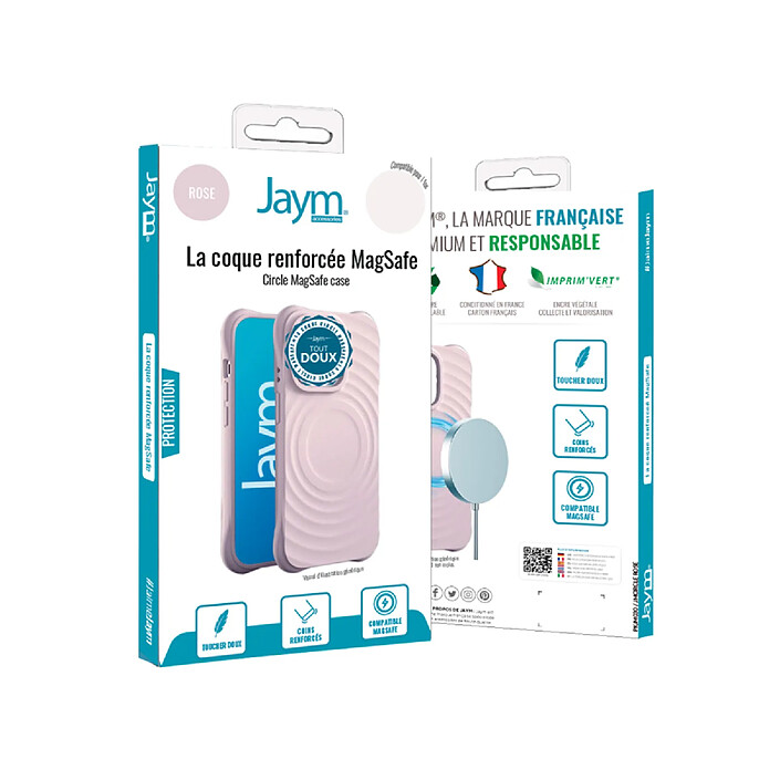 Jaym Coque pour iPhone 16 Pro Max série Circle MagSafe avec Coins Renforcés Rose clair pas cher