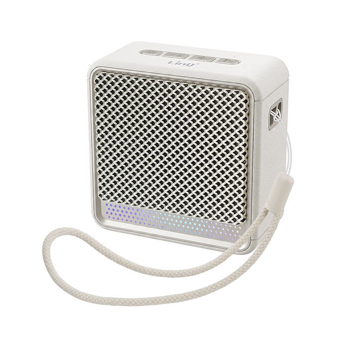 LinQ Mini Enceinte Bluetooth Nomade 5W / RGB / Radio FM / USB / Micro-SD / Cordon Blanc