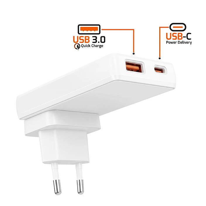 Acheter LinQ Chargeur Voyage GaN 45W avec Ports USB-C / USB et Prises Interchangeables Blanc