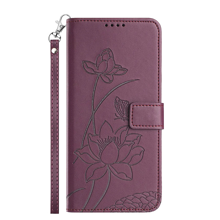 Avizar Étui Portefeuille pour Honor 600 Smart Motif Lotus Oriental avec Dragonne