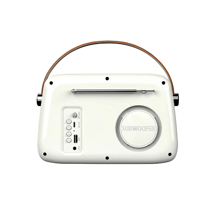 Avis Ledwood Radio Rétro Portable Modèle Alma 5W avec Bluetooth / USB / Aux Blanc