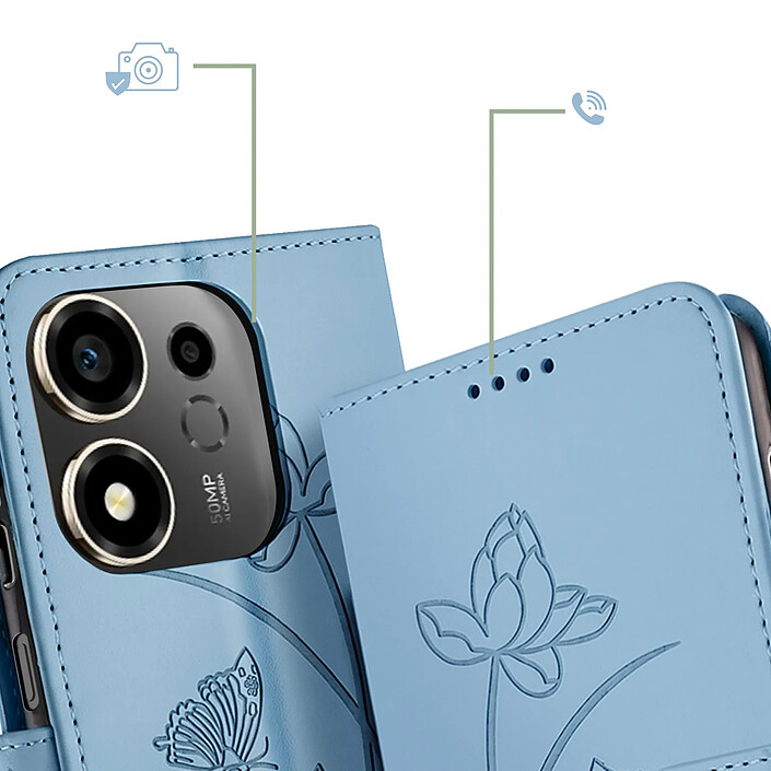 Acheter Avizar Étui Portefeuille pour Honor 600 Smart Motif Lotus Oriental avec Dragonne