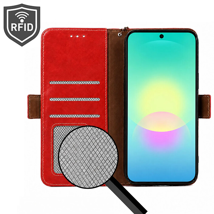 Acheter Avizar Étui Portefeuille pour Galaxy A27 Effet Cuir avec Fonction Support Anti-RFID