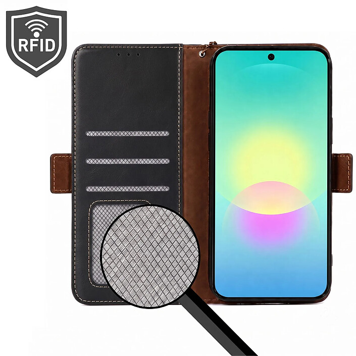 Acheter Avizar Étui Portefeuille pour Galaxy A27 Effet Cuir avec Fonction Support Anti-RFID