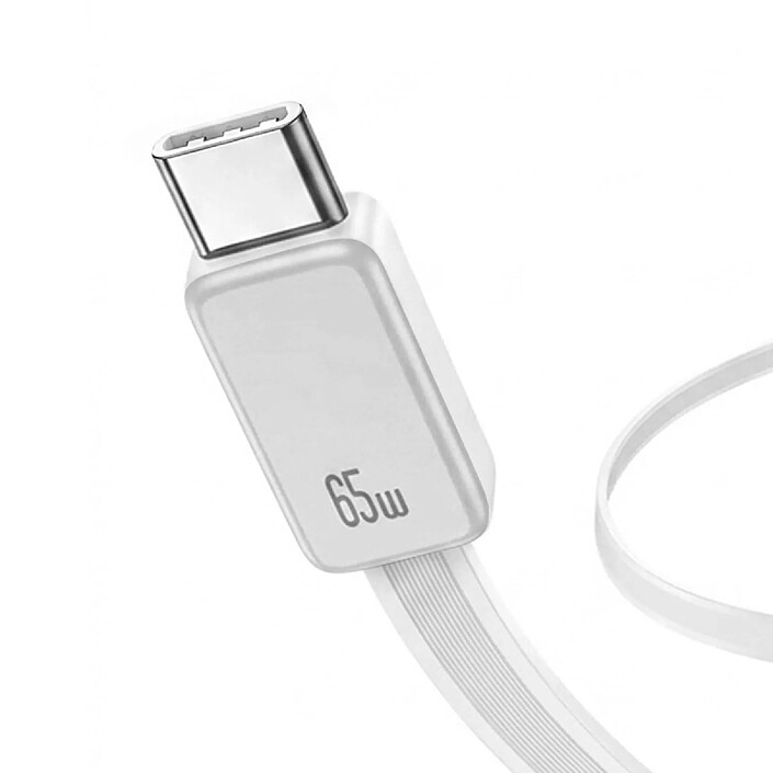 Usams Chargeur GaN 65W 2 Ports USB PD et PPS avec Câble Rétractable USB-C Rapide Blanc pas cher