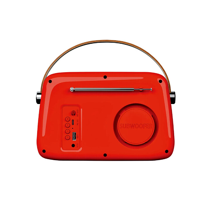 Avis Ledwood Radio Rétro Portable Modèle Alma 5W avec Bluetooth / USB / Aux Rouge