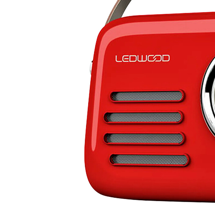 Ledwood Radio Rétro Portable Modèle Alma 5W avec Bluetooth / USB / Aux Rouge pas cher