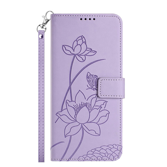 Avizar Étui Portefeuille pour Honor 600 Smart Motif Lotus Oriental avec Dragonne