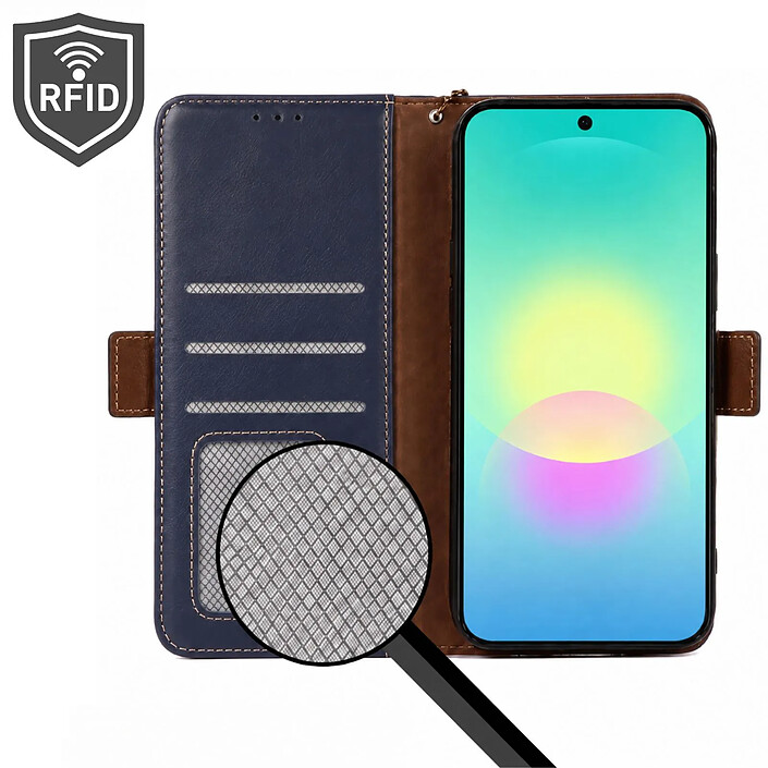 Acheter Avizar Étui Portefeuille pour Galaxy A27 Effet Cuir avec Fonction Support Anti-RFID