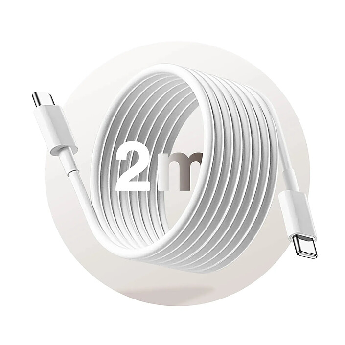 Acheter Grab 'N Go Câble USB-C vers USB-C 2m 60W Charge Rapide et Transfert de Données Blanc
