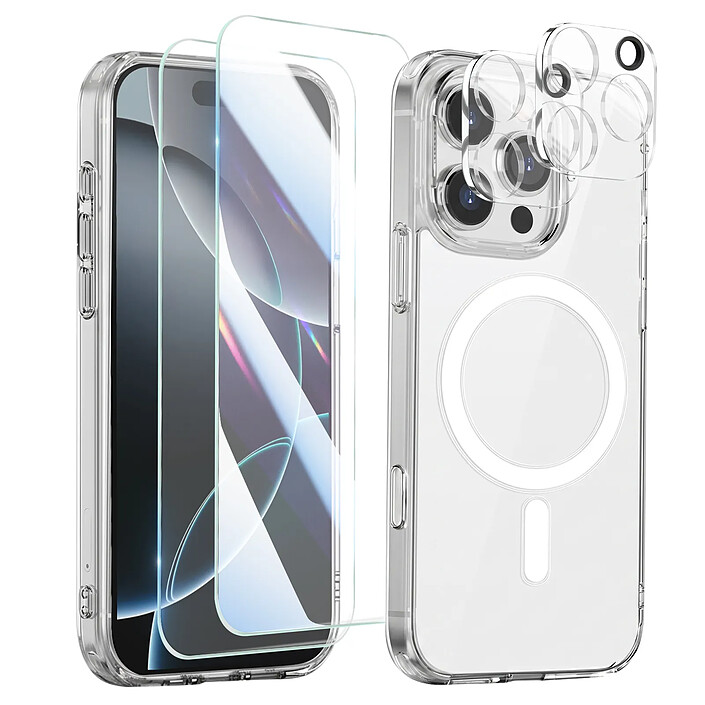 Avizar Pack Protection pour iPhone 16 avec Coque 2 Verres Trempés et 2 Films Caméra
