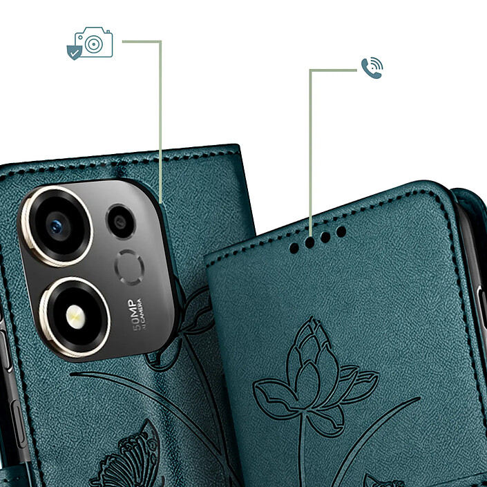 Acheter Avizar Étui Portefeuille pour Honor 600 Smart Motif Lotus Oriental avec Dragonne