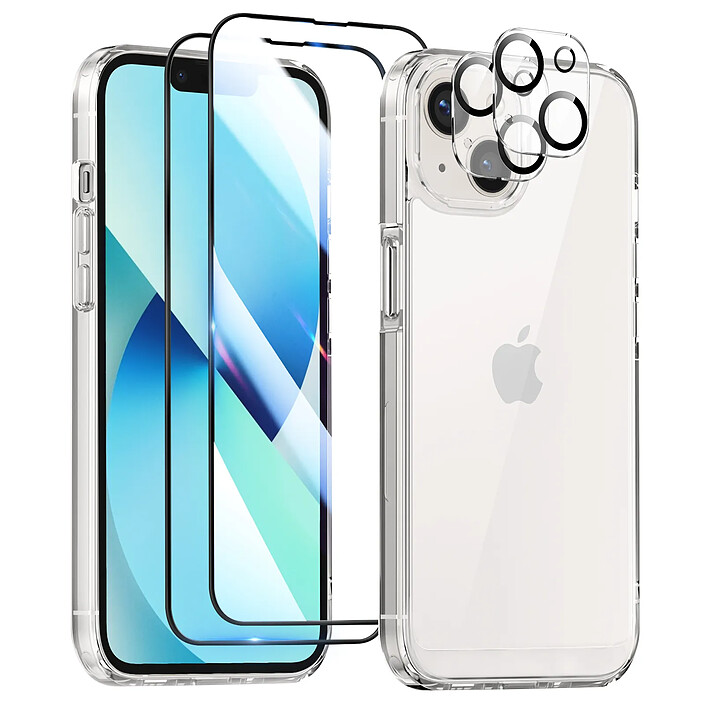 Avizar Pack Protection pour iPhone 13 avec Coque 2 Verres Trempés et 2 Films Caméra