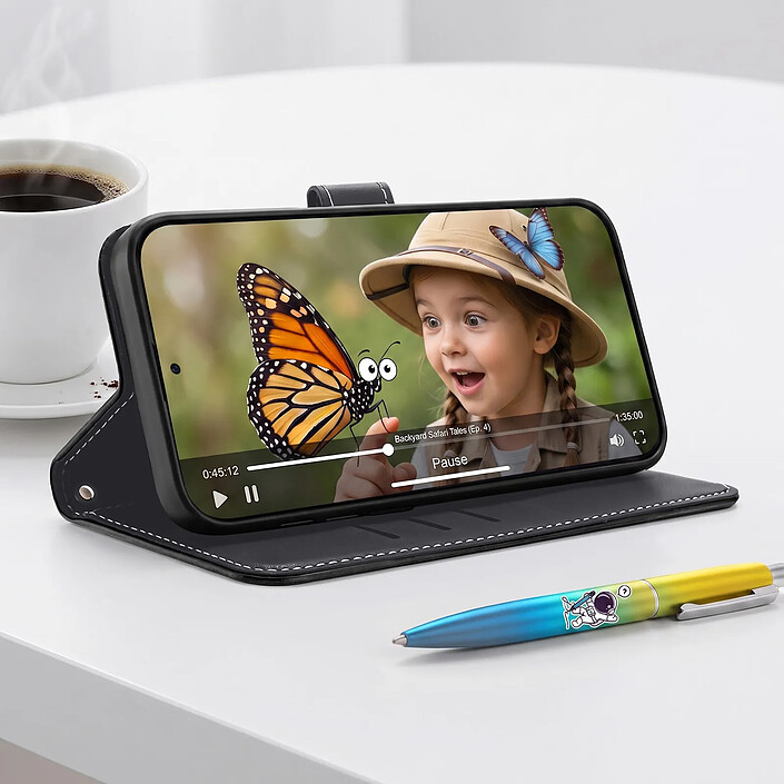 Avizar Étui Portefeuille pour Galaxy A27 à Bandoulière avec Motif Nœud Doré pas cher