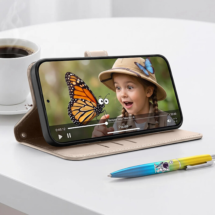Avizar Étui Portefeuille pour Galaxy A27 à Bandoulière avec Motif Nœud Doré pas cher