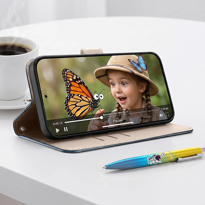Avizar Étui Portefeuille pour Galaxy A27 à Bandoulière avec Motif Nœud Doré pas cher