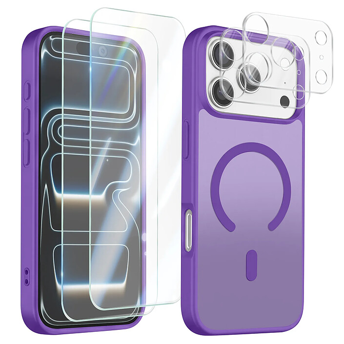 Avizar Pack Coque MagSafe iPhone 17 Pro Max avec 2 Verres Trempés et 2 Verres Caméra