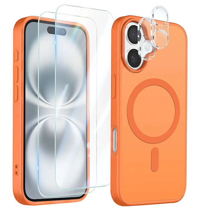 Avizar Pack Coque MagSafe pour iPhone 16 avec 2 Verres Trempés et 2 Protection Caméra