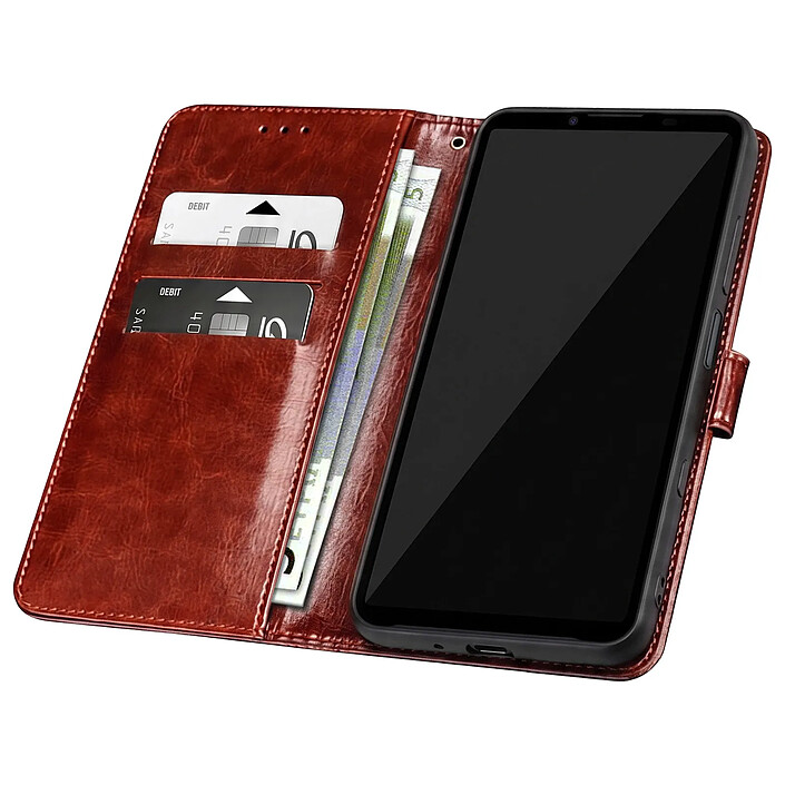 Avizar Étui Portefeuille pour Xperia 10 VII Effet Cuir Marbré avec Fonction Support pas cher
