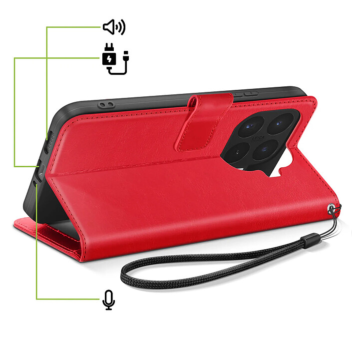 Acheter Mayaxess Étui Portefeuille pour Xiaomi 17T Pro avec Dragonne et Support Rouge