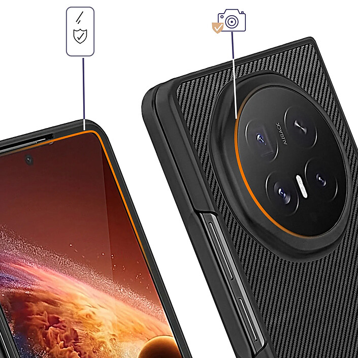 Avis iMak Coque pour Honor Magic V6 Rigide Pliable Antidérapante Effet Carbone Noir