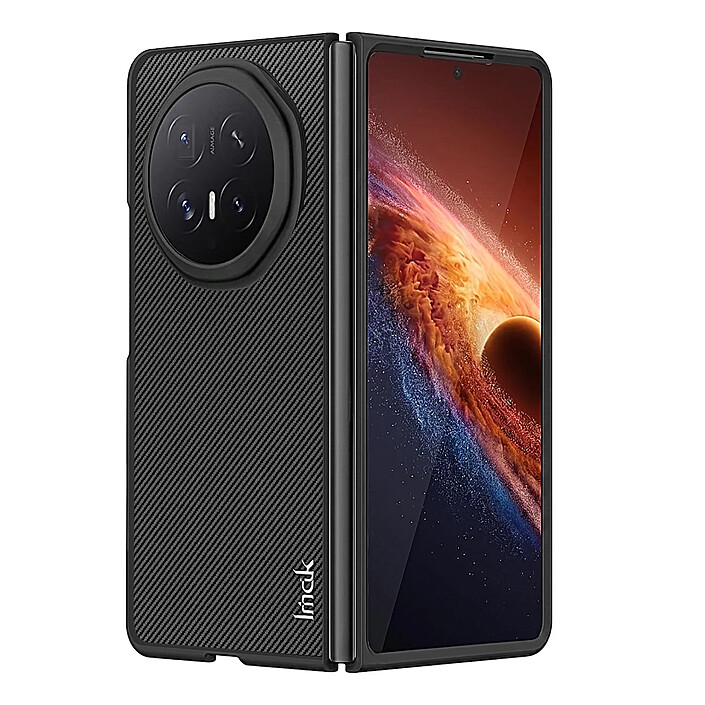 iMak Coque pour Honor Magic V6 Rigide Pliable Antidérapante Effet Carbone Noir