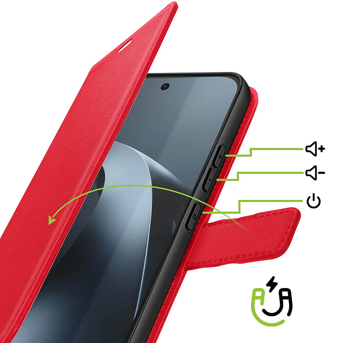 Avis Mayaxess Étui Portefeuille pour Xiaomi 17T Pro avec Dragonne et Support Rouge