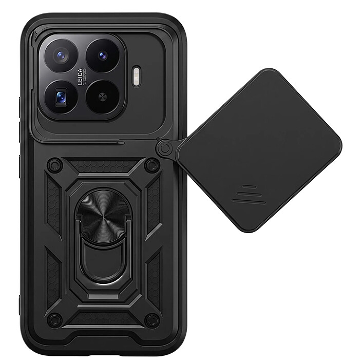 Mayaxess Coque pour Xiaomi 17T avec Cache Caméra Coulissant et Bague Magnétique Noir