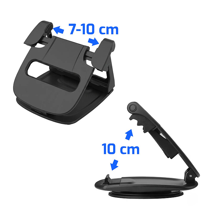 Acheter Support Voiture Ventouse pour Smartphone sur Tableau de Bord Design Pliable Noir