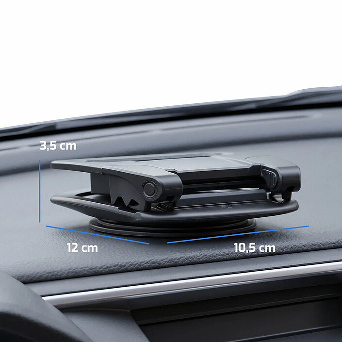 Support Voiture Ventouse pour Smartphone sur Tableau de Bord Design Pliable Noir pas cher