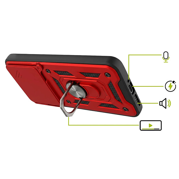 Avis Mayaxess Coque pour Xiaomi 17T Pro avec Cache Caméra Coulissant et Bague Magnétique Rouge
