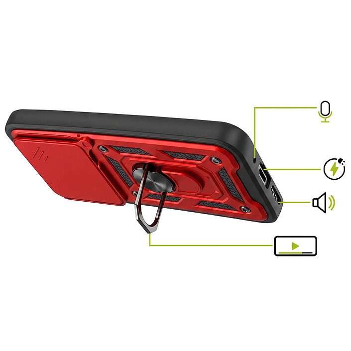 Avis Mayaxess Coque pour Xiaomi 17T avec Cache Caméra Coulissant et Bague Magnétique Rouge