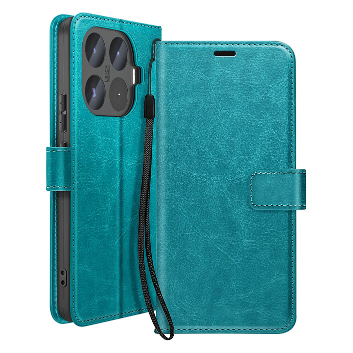 Mayaxess Étui Portefeuille pour Xiaomi 17T Pro avec Dragonne et Support Turquoise