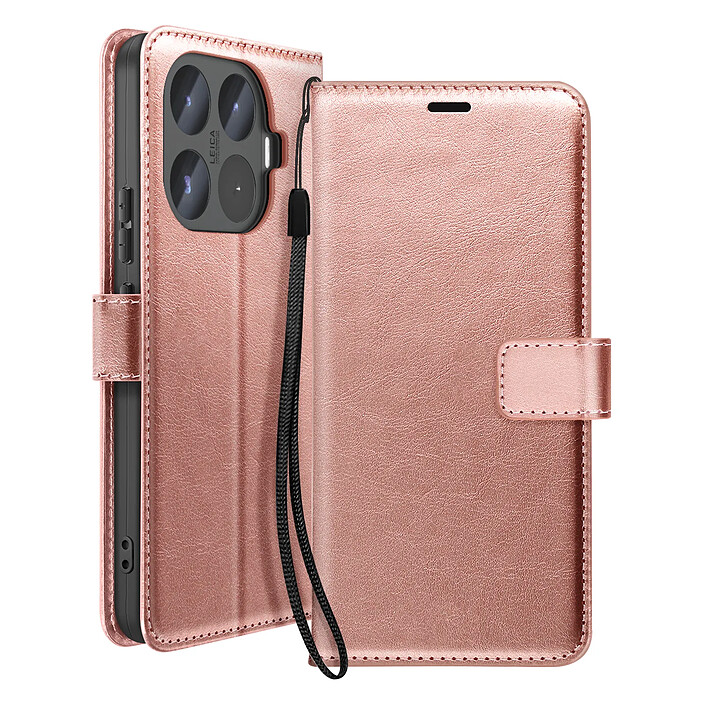 Mayaxess Étui Portefeuille pour Xiaomi 17T Pro avec Dragonne et Support Rose gold