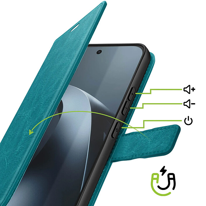 Avis Mayaxess Étui Portefeuille pour Xiaomi 17T Pro avec Dragonne et Support Turquoise