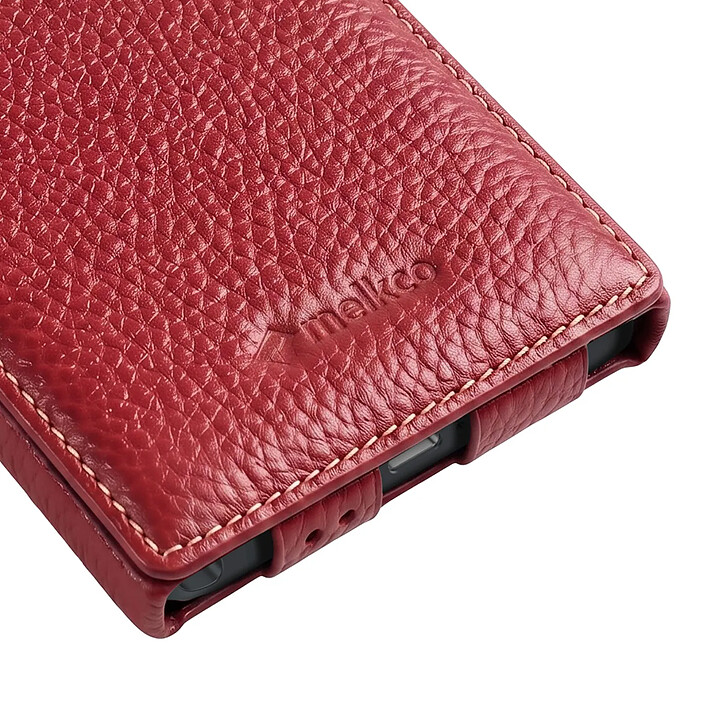 Avis Melkco Étui pour Galaxy S26 Ultra Clapet Vertical Compatible MagSafe / Charge Qi2 Rouge