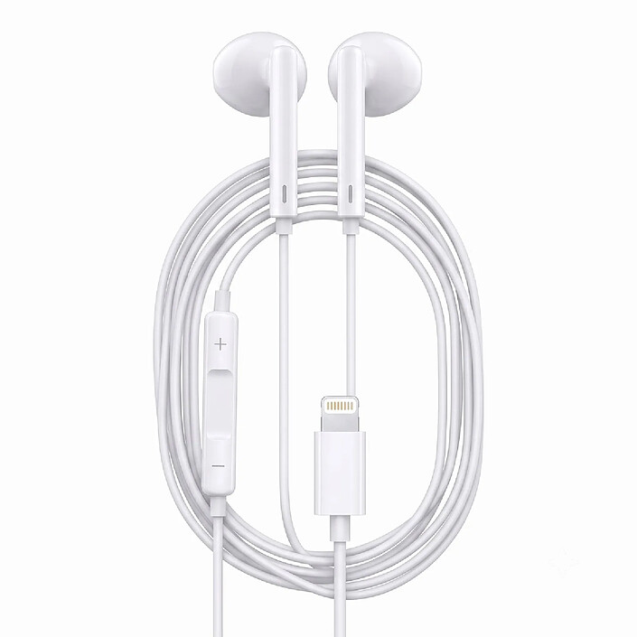 Avizar Écouteurs Filaires Lightning pour iPhone 13 avec Microphone intégré Blanc