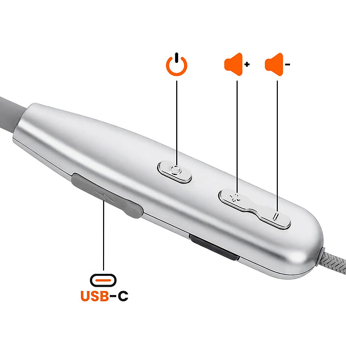 Avis LinQ Écouteurs Sans Fil Bluetooth Sport Tour de Cou Magnétique Autonomie 24h Argent